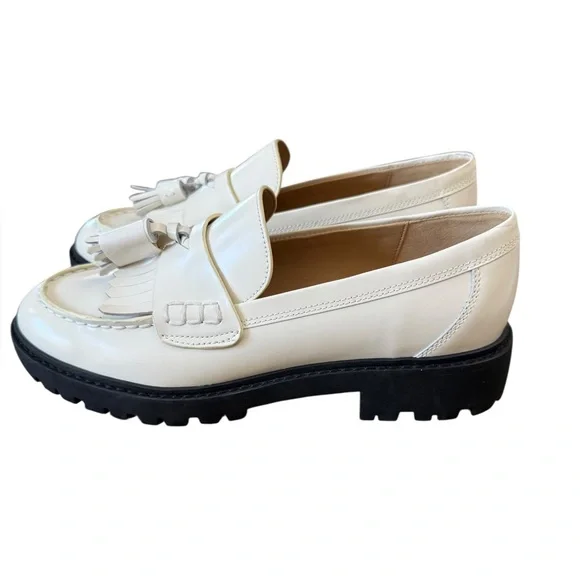 Marc Fisher Ozzie Kiltie Lug-Sole Casual Loafers in Ivory – Sz 8M